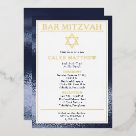 Einfach Elegant Blue Gradient Bar Mitzvah - Gold Folieneinladung