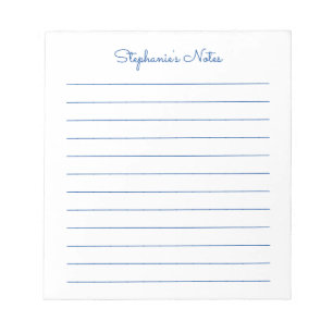 Einfach elegant Blue Lined Personalisiert Notizblock