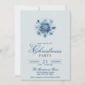 Einfach & elegant Blue Snowflake Weihnachten Party Einladung (Vorderseite)
