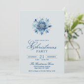 Einfach & elegant Blue Snowflake Weihnachten Party Einladung (Stehend Vorderseite)