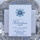 Einfach & elegant Blue Snowflake Weihnachten Party Einladung