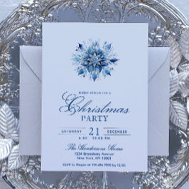 Einfach & elegant Blue Snowflake Weihnachten Party Einladung
