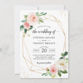 Einfach Elegant Blush Geometric Wedding Einladung (Vorderseite)