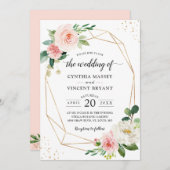 Einfach Elegant Blush Geometric Wedding Einladung (Vorne/Hinten)