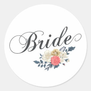 Einfach & elegant Bride floral   SIEGEL Runder Aufkleber