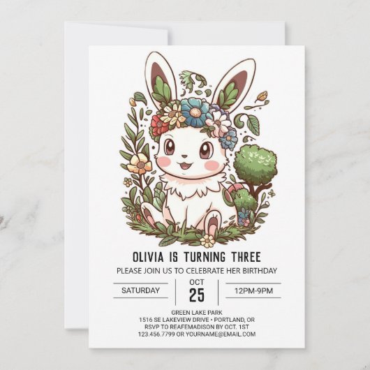 Einfach Elegant Bunny Einladung (Vorderseite)