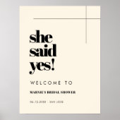 Einfach elegant & chic Sie sagte ja Brautparty Poster (Vorne)