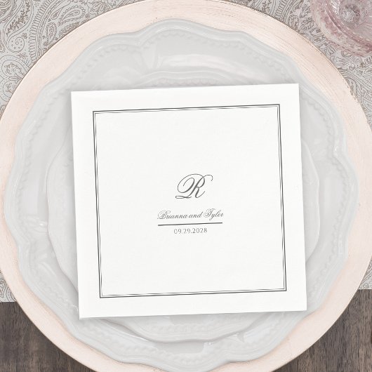 Einfach Elegant Classic Wedding Monogram Napkins Serviette