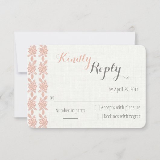 Einfach Elegant Coral Wedding RSVP Karte (Vorderseite)