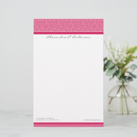 Einfach elegant Custom Designer Fuschia Stationery Briefpapier (Stehend Vorderseite)