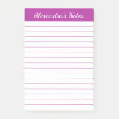 Einfach elegant, dunkelrosa Lined Personalisiert Post-it Klebezettel (Vorderseite)
