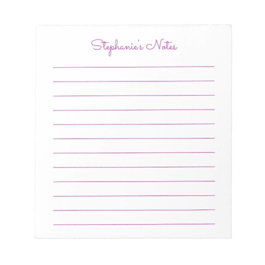 Einfach elegant dunkelrosa Personalisiert Notizblock (Vorderseite)
