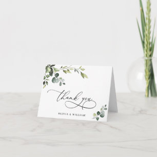 Einfach Elegant Eucalyptus Watercolor Floral QR Dankeskarte