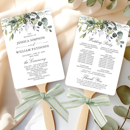 Einfach Elegant Eucalyptus Wedding Program Fächer