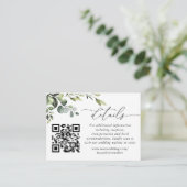 Einfach Elegant Eucalyptus Wedding QR Code Details Begleitkarte (Stehend Vorderseite)