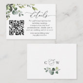 Einfach Elegant Eucalyptus Wedding QR Code Details Begleitkarte (Vorne/Hinten)