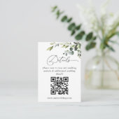 Einfach Elegant Eucalyptus Wedding QR Code Details Begleitkarte (Stehend Vorderseite)