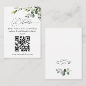 Einfach Elegant Eucalyptus Wedding QR Code Details Begleitkarte (Vorne/Hinten)