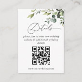 Einfach Elegant Eucalyptus Wedding QR Code Details Begleitkarte (Vorderseite)
