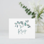 Einfach Elegant Eucalyptus Wedding RSVP Postkarte (Stehend Vorderseite)