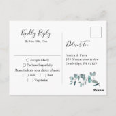 Einfach Elegant Eucalyptus Wedding RSVP Postkarte (Rückseite)