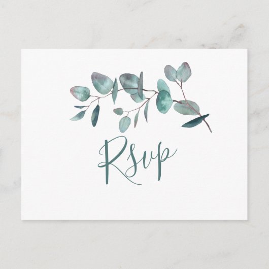 Einfach Elegant Eucalyptus Wedding RSVP Postkarte (Vorderseite)