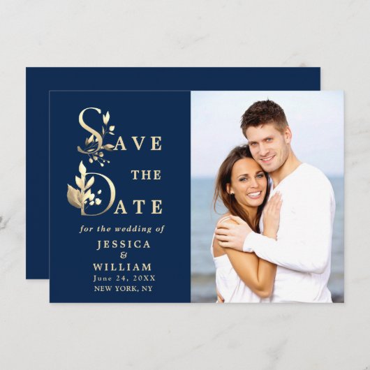 Einfach Elegant Eukalyptus FOTO Wedding Save The Date (Vorne/Hinten)