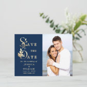 Einfach Elegant Eukalyptus FOTO Wedding Save The Date (Stehend Vorderseite)