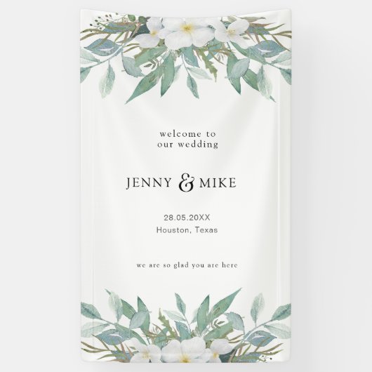 Einfach, elegant, Eukalyptus, Hochzeit Banner (Vertikal)