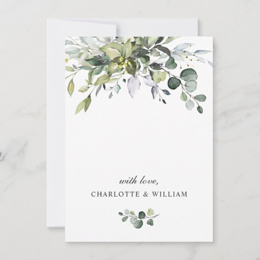 Einfach Elegant Eukalyptus PROBE DINNER Einladung (Rückseite)
