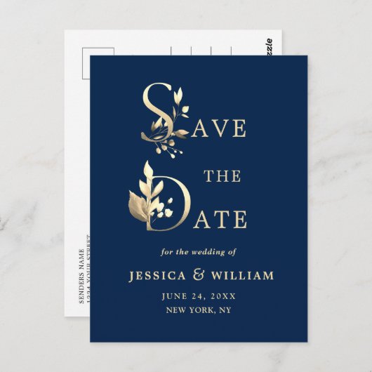 Einfach Elegant Eukalyptus Wedding Speichern Sie d Postkarte (Vorne/Hinten)