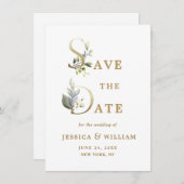 Einfach Elegant Eukalyptus Wedding Speichern Sie d Save The Date (Vorne/Hinten)