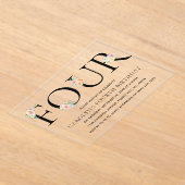 Einfach elegant Floral 4. Geburtstag Acryleinladungen (Ablage )