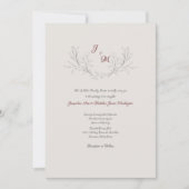 Einfach elegant Foliage Maroon & Cream Einladung (Vorderseite)