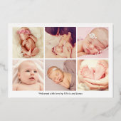 Einfach Elegant Foto Collage Birth Ankündigung (Rückseite)