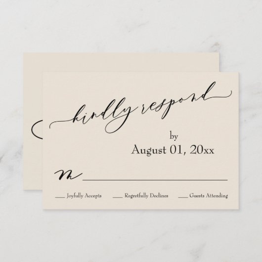 Einfach, elegant, freundlich und freundlich reagie RSVP karte (Vorne/Hinten)