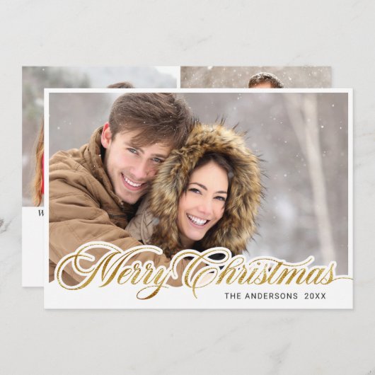 Einfach elegant frohe Weihnachten 3 FOTO Gruß (Vorne/Hinten)