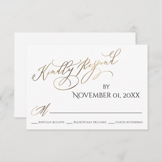 Einfach, elegant, Gold-Typ Kindly Antwort (Vorne/Hinten)