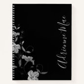 Einfach elegant Gray Floral Black Personalisiert Notizblock (Vorderseite)