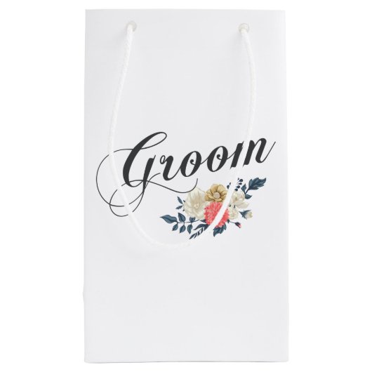 Einfach & elegant Groom Floral | Geschenktasche Kleine Geschenktüte (Rückseite)