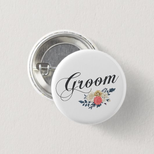 Einfach & elegant Groom Floral | Schaltfläche Butt Button (Vorne & Hinten)