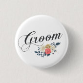 Einfach & elegant Groom Floral | Schaltfläche Butt Button (Vorderseite)