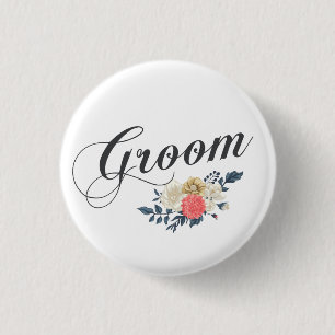 Einfach & elegant Groom Floral Schaltfläche Butt Button