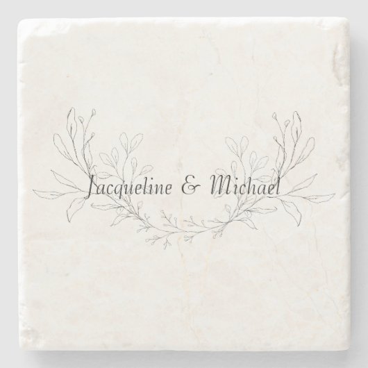 Einfach elegant handGezeichnet Foliage kundenspezi Steinuntersetzer (Vorderseite)