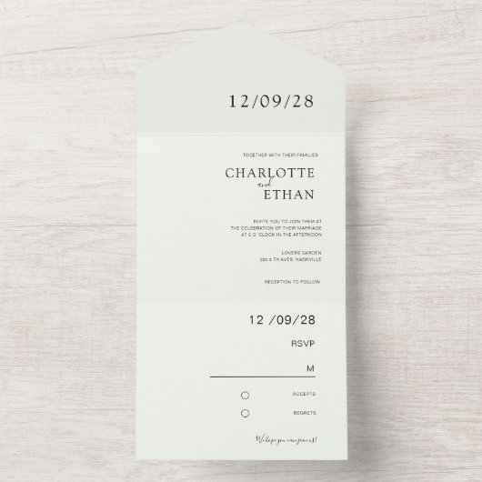 Einfach, elegant, hellgrün all in one einladung (Innen Boden)