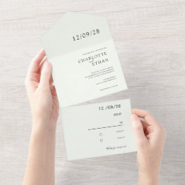 Einfach, elegant, hellgrün all in one einladung