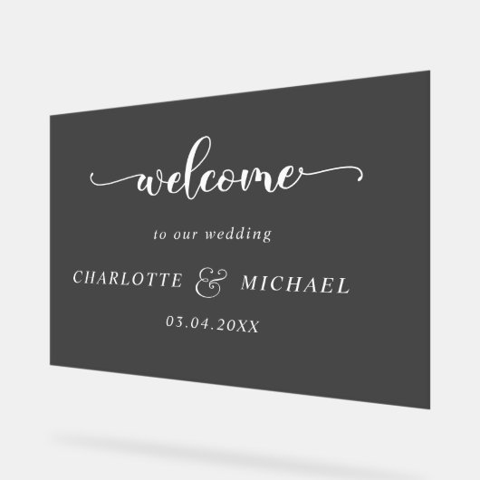 Einfach, elegant, Hochzeit Acrylschild (Winkel)