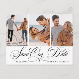 Einfach elegant Hochzeit Save the Date 3 Foto Postkarte