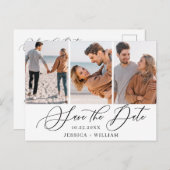 Einfach elegant Hochzeit Save the Date 3 Foto Postkarte (Vorne/Hinten)