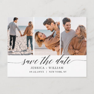Einfach elegant Hochzeit Save the Date 3 Foto Postkarte